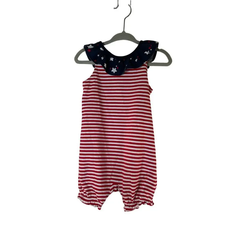 CELEBRATE PATRIOTIC Girl’s Sleeveless Romper / Size: 6-9 Months